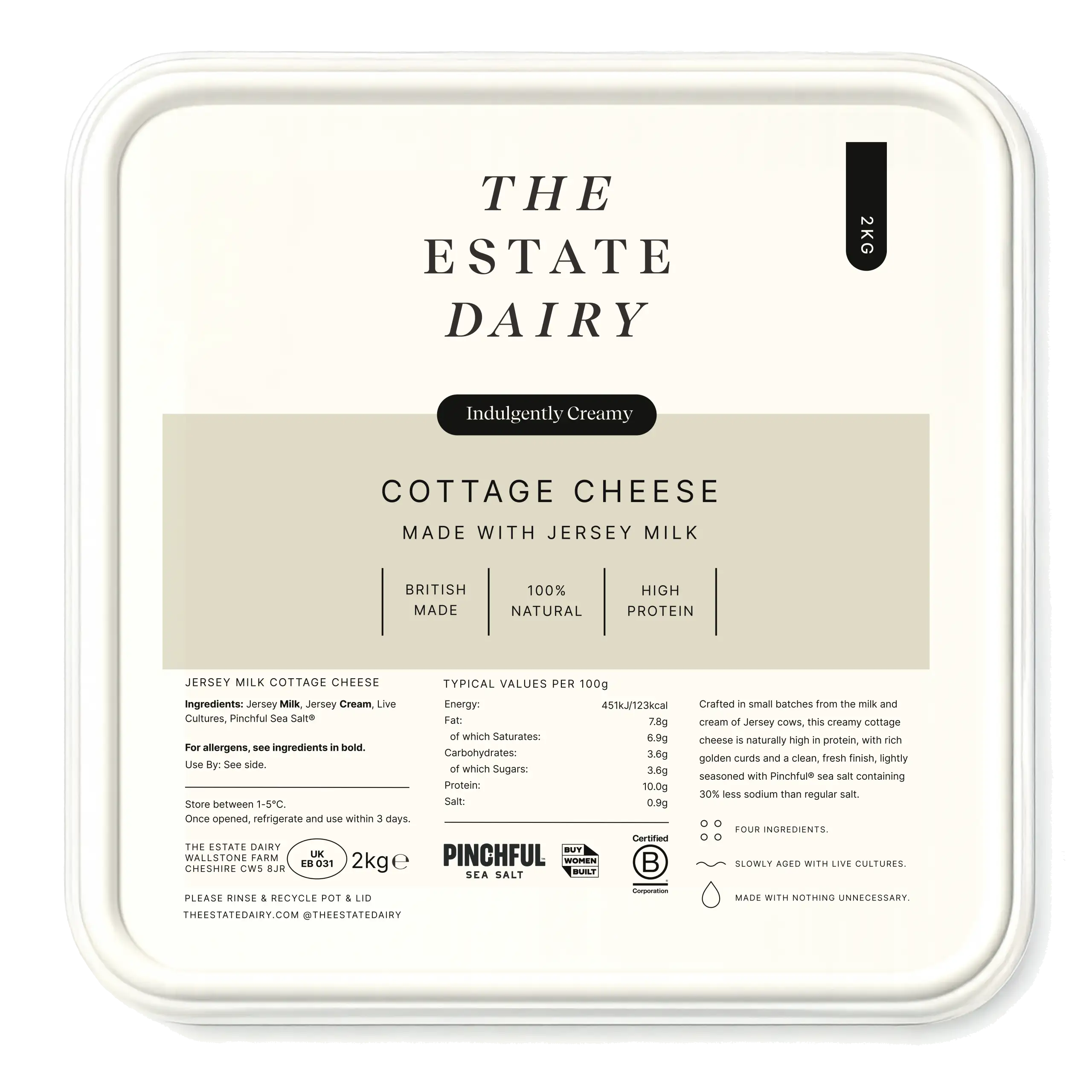 2kg pot of The Estate Dairy Cottage Cheese